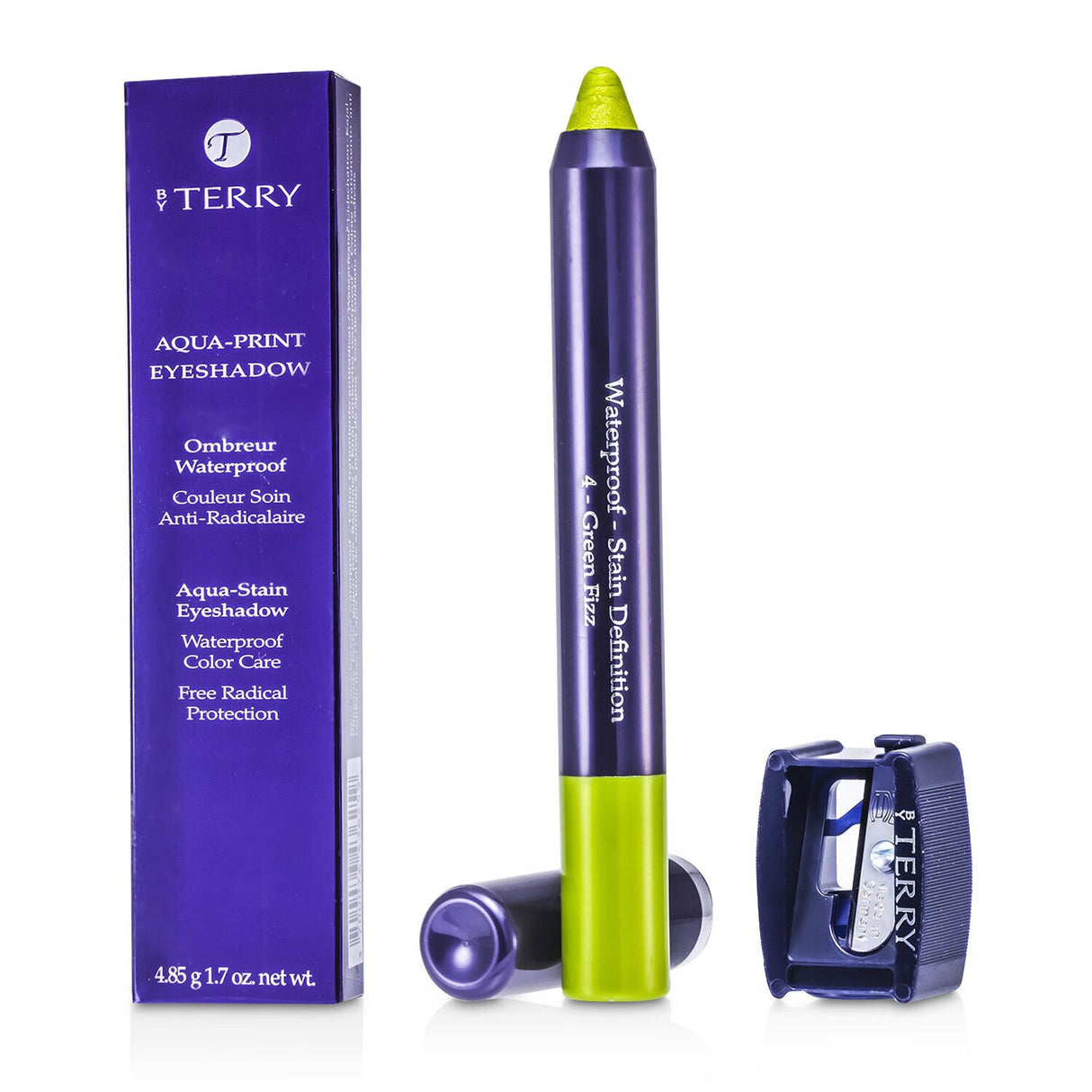 By Terry Aqua Print Eyeshadow #4 Green Flzz, a waterproof pen shadow with vibrant shades, Vitamin E, and 16-hour wear.