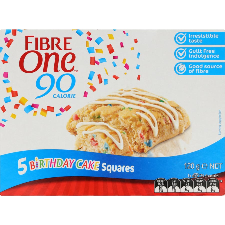 Fibre One Cake Bars Birthday Cake Squares