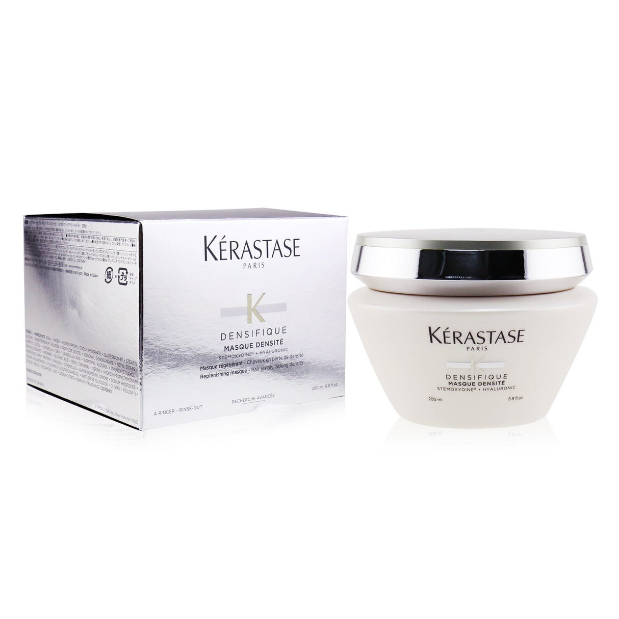 Kerastase Densifique Masque Densite, a 200ml hair mask for revitalizing density, hydration, and manageability in flat hair.