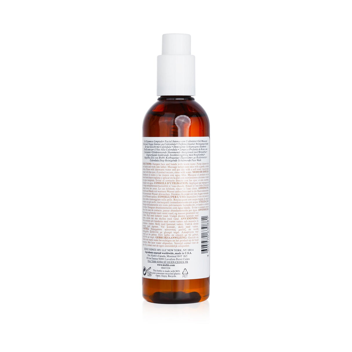 Kiehl's Calendula Deep Cleansing Foaming Face Wash in 230ml tube, a gentle soap-free cleanser for normal to oily skin.
