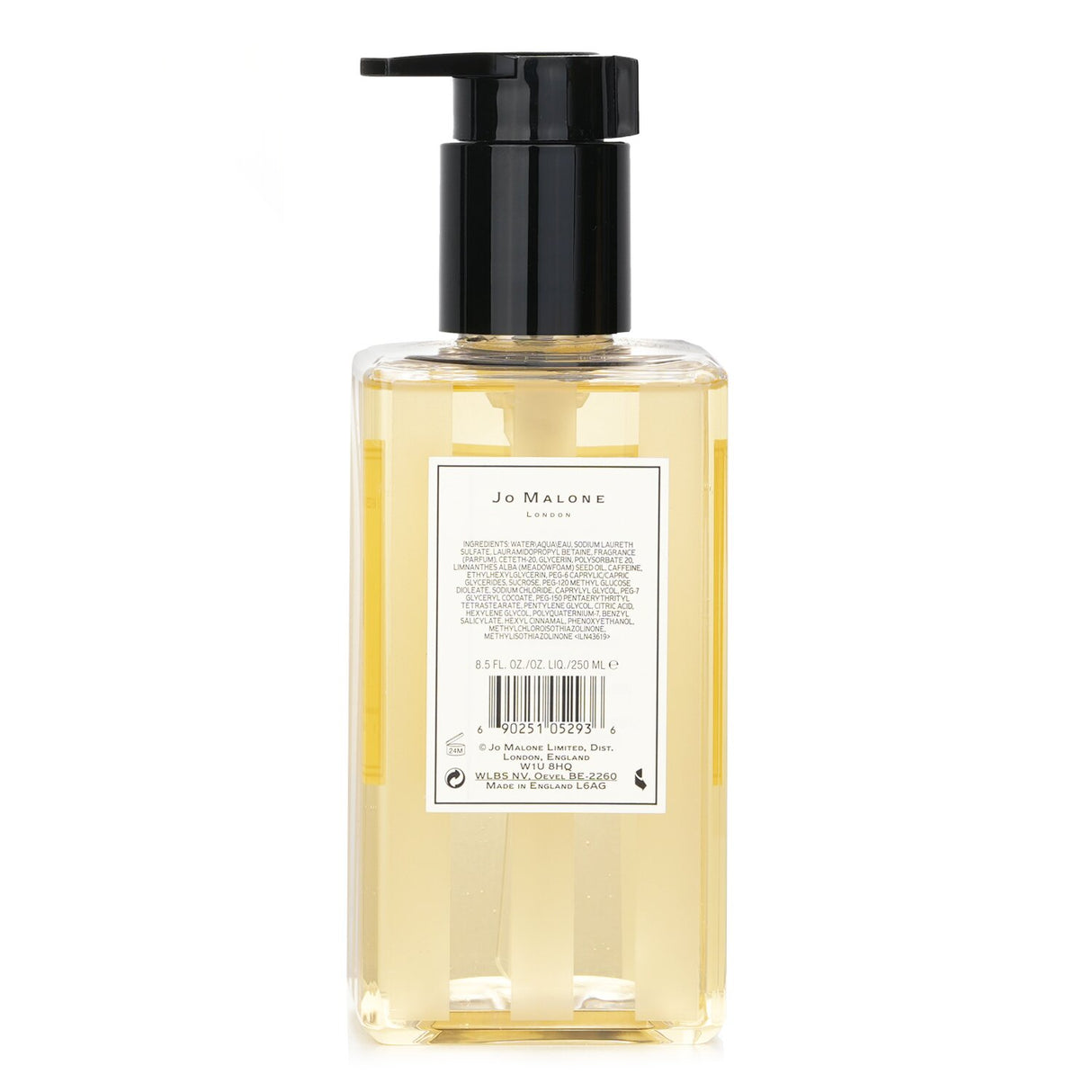 Luxurious Jo Malone Wild Bluebell Body & Hand Wash with pump, 250ml, gently cleanses, soothes, and refreshes skin.