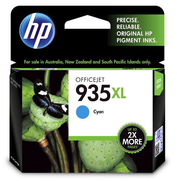 HP 935XL Cyan High Yield Ink Cartridge for vibrant prints, yields 825 pages, compatible with multiple HP OfficeJet models.