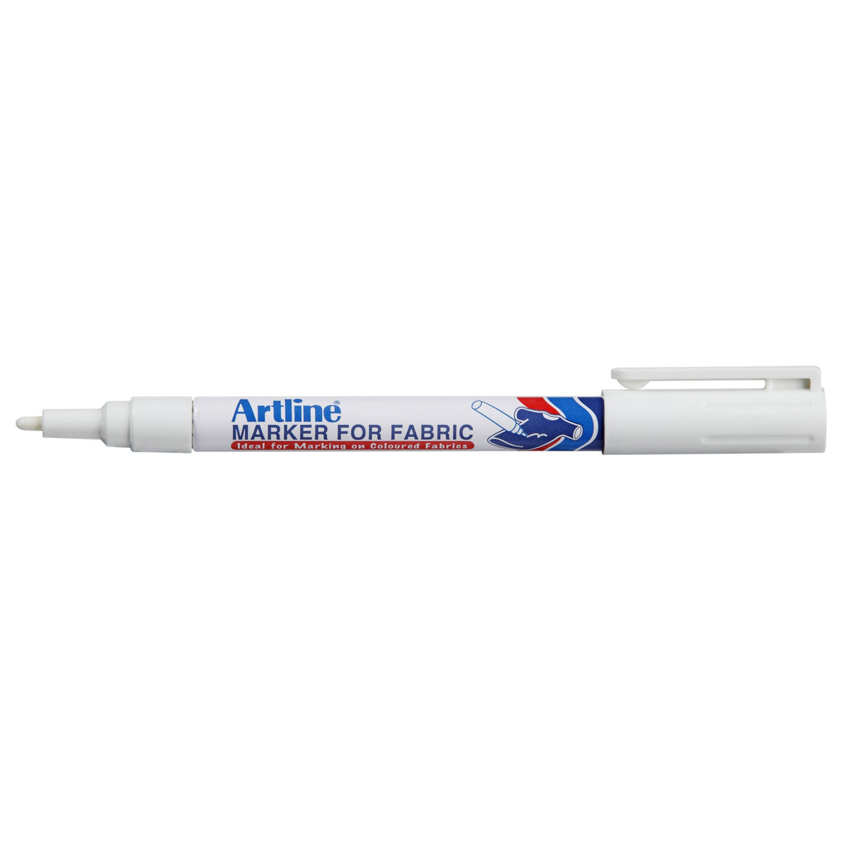 Artline 750 Laundry Marker pack of 12, featuring white ink for precision fabric marking, resistant to washing and dry cleaning.