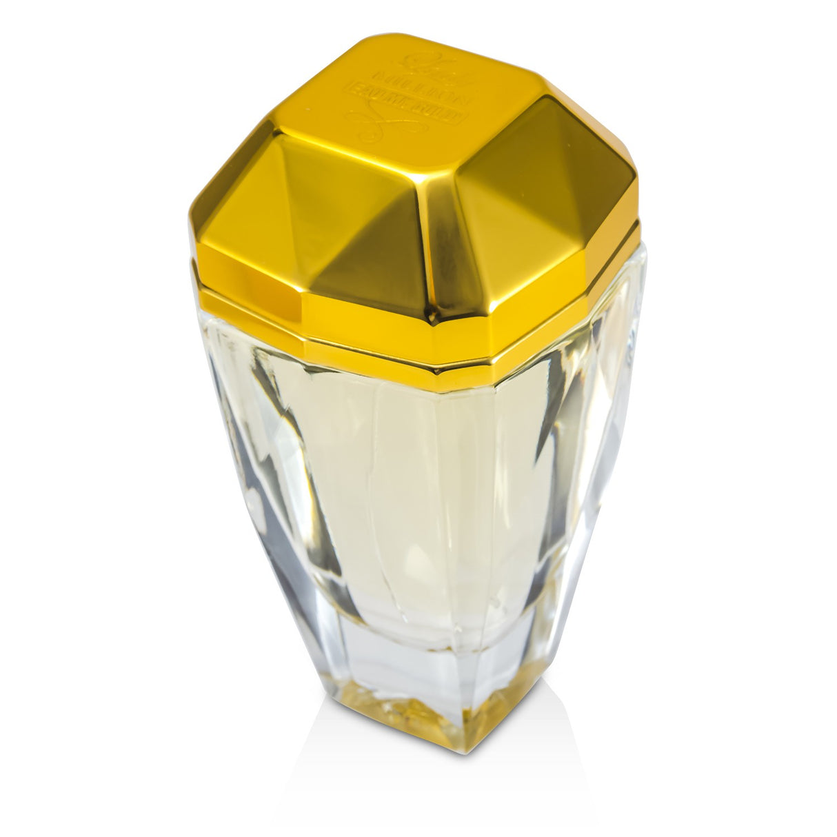 Paco Rabanne Lady Million Eau My Gold! in a diamond-shaped bottle, featuring floral fruity notes for modern women.