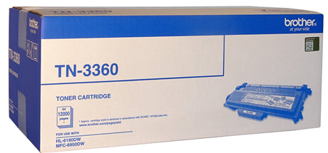 Black Brother TN-3360 toner cartridge for laser printers, yields up to 12,000 pages, ideal for professional document printing.