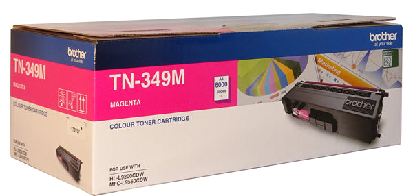 Magenta toner cartridge for Brother printers, yielding up to 6,000 pages with vibrant color and professional quality.