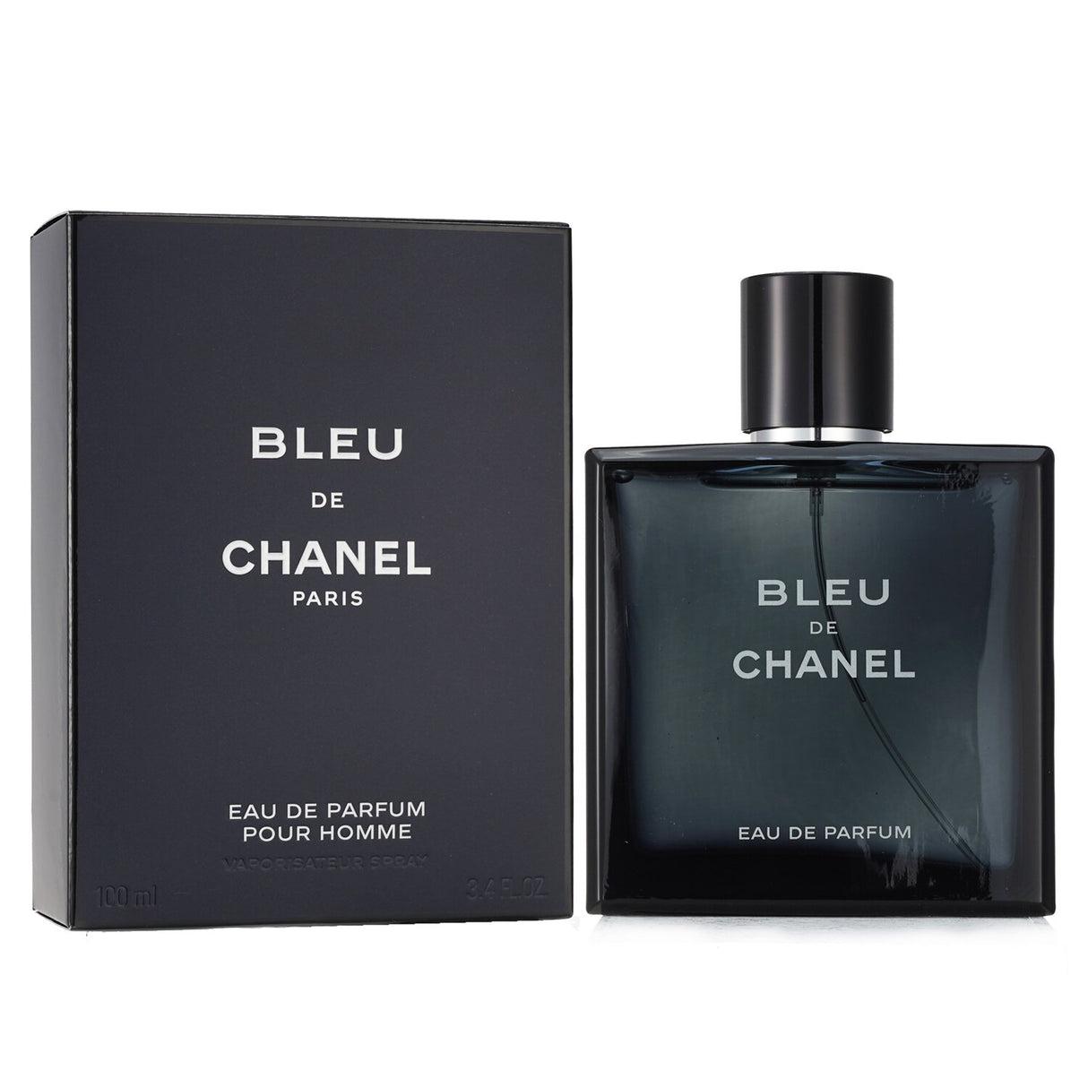 Chanel Bleu De Chanel Eau De Parfum Spray in a sleek bottle, showcasing a vibrant citrus woody fragrance for the modern man.