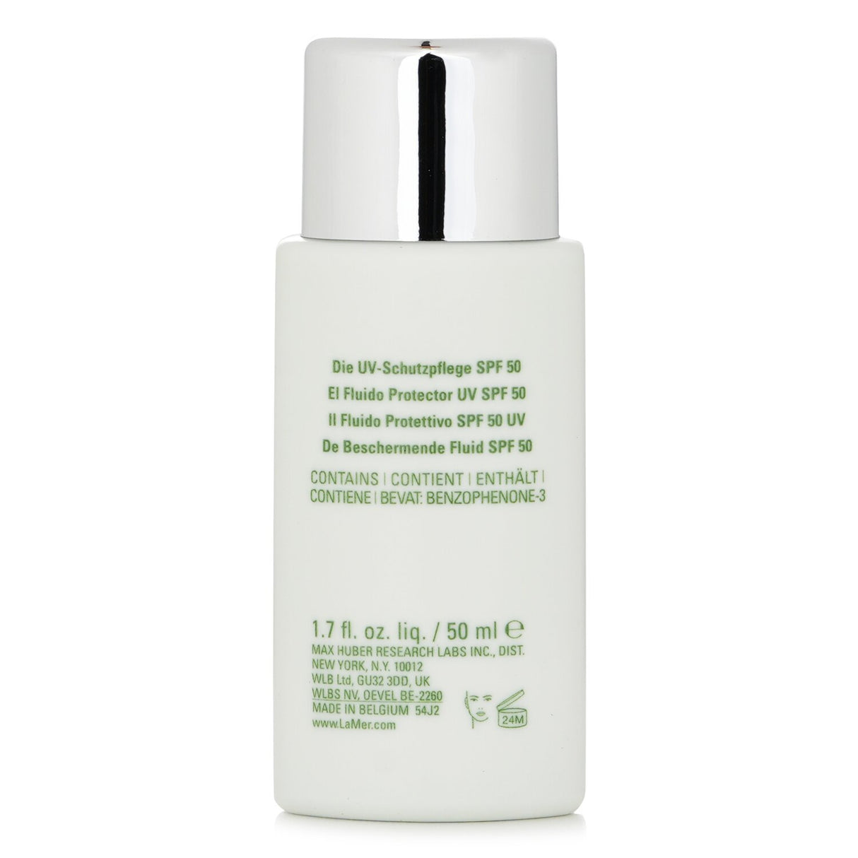 La Mer SPF 50 UV Protecting Fluid in a 50ml bottle, offering sun protection, hydration, and a radiant, even skin tone.