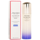 Shiseido Vital-Perfection White Revitalizing Emulsion in a 100ml bottle, revitalizing and hydrating for youthful, elastic skin.