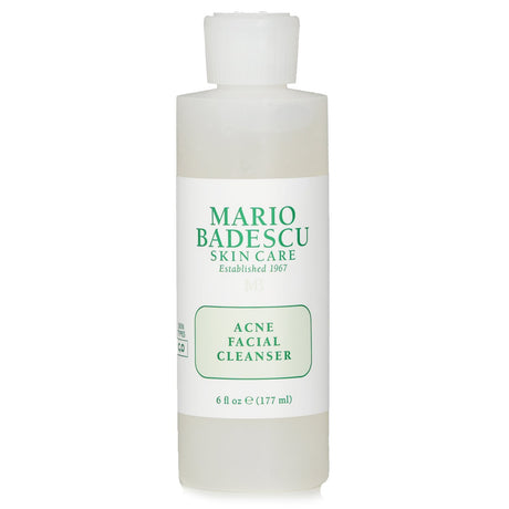 Mario Badescu Acne Facial Cleanser for combination/oily skin with salicylic acid, aloe, and chamomile in 177ml bottle.