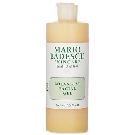 Mario Badescu's Botanical Facial Gel in a 472ml bottle, designed for oily and combination skin, offers gentle cleansing and exfoliation.