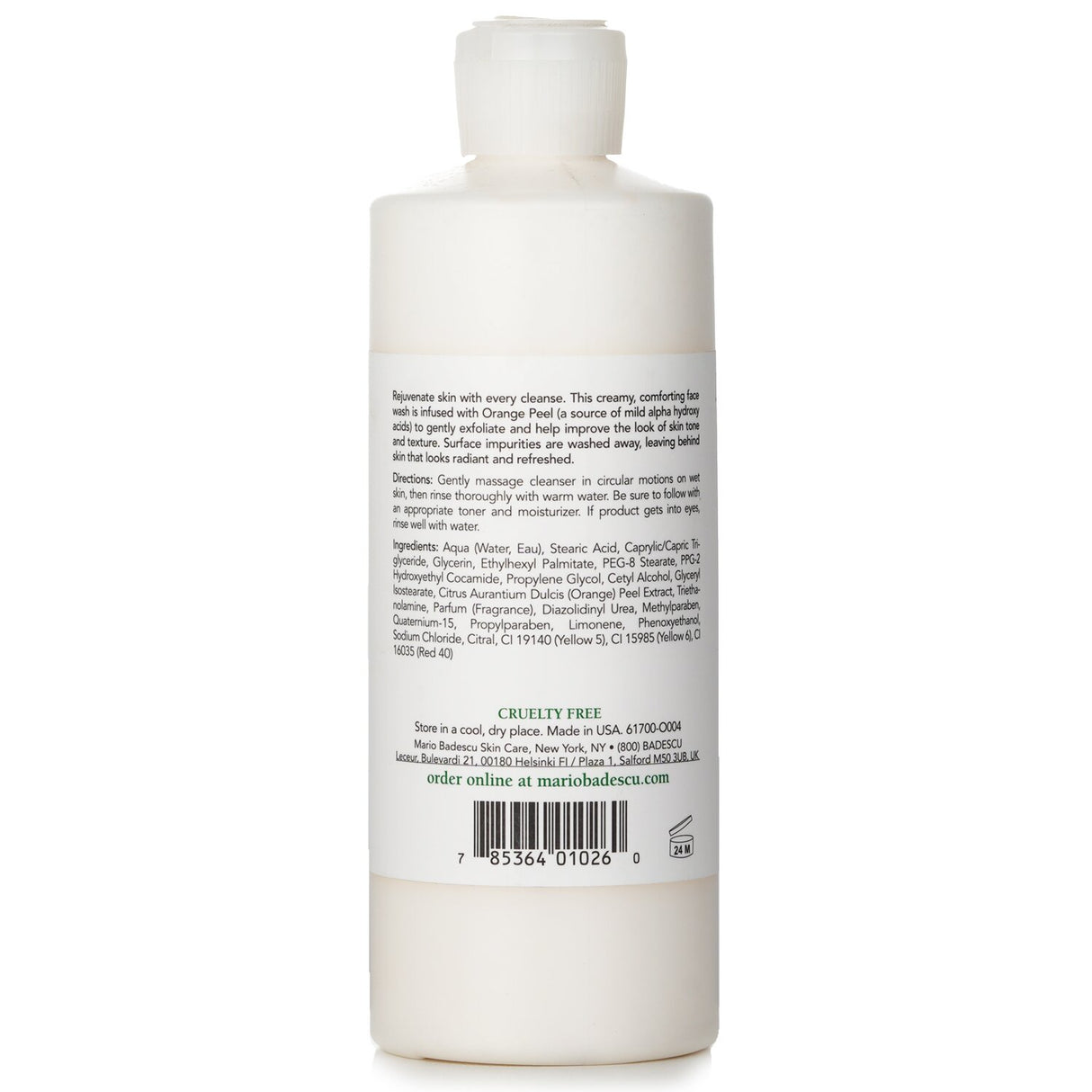 Refreshing Mario Badescu Orange Cleansing Soap in a 472ml bottle, ideal for all skin types to cleanse and invigorate the complexion.