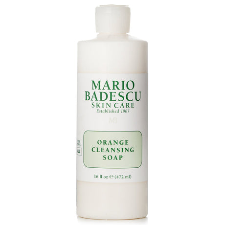 Mario Badescu Orange Cleansing Soap in 472ml, a refreshing facial cleanser for all skin types, enriched with Orange Extract.