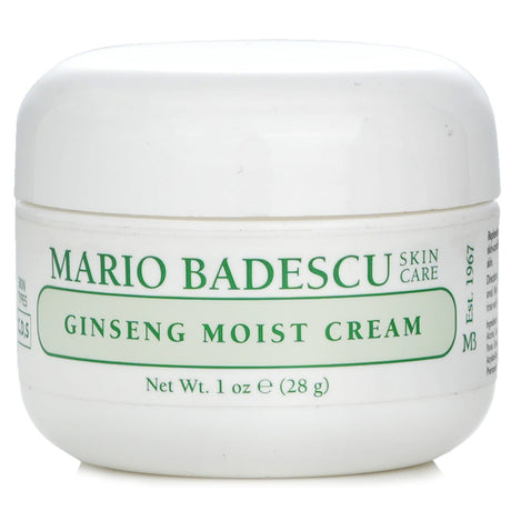 Mario Badescu Ginseng Moist Cream in 29ml for hydrating, nourishing combination, dry, and sensitive skin with antioxidant benefits.