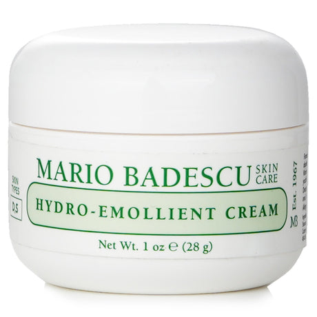 Mario Badescu Hydro Emollient Cream in a 29ml jar, designed for dry and sensitive skin with deep hydration benefits.