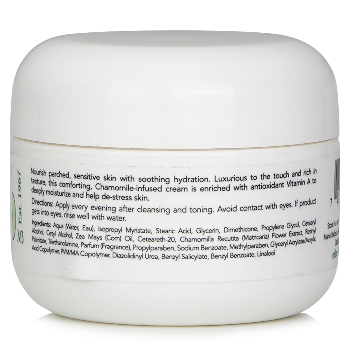 Mario Badescu Chamomile Night Cream in a 29ml jar, soothing dry and sensitive skin with calming chamomile extract.