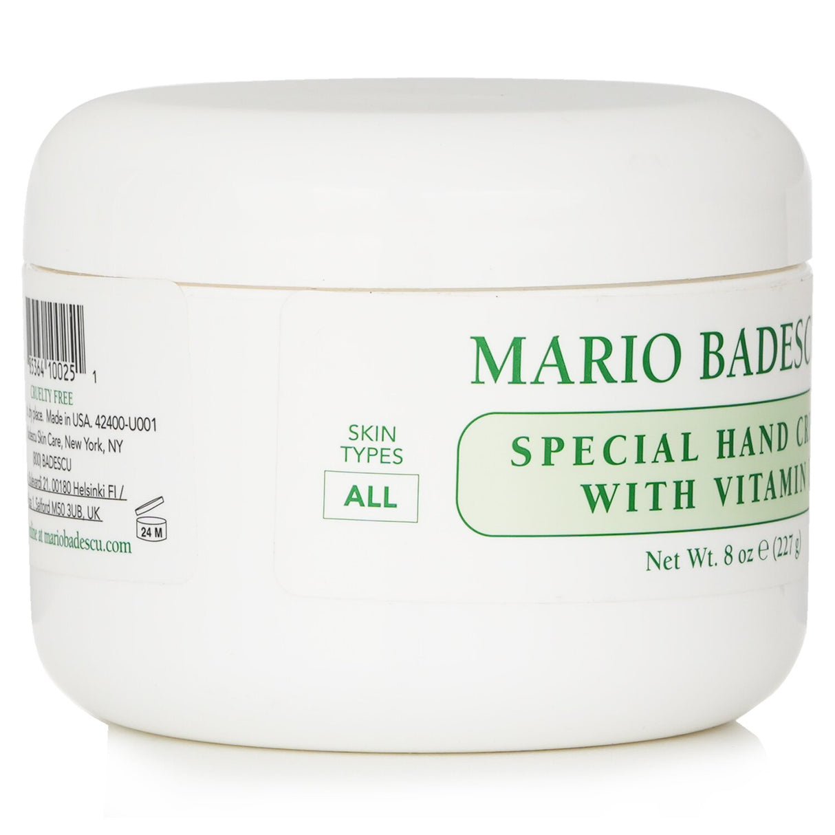 Luxurious non-greasy hand cream with Vitamin E, ideal for all skin types, absorbs easily for deep hydration and softness.