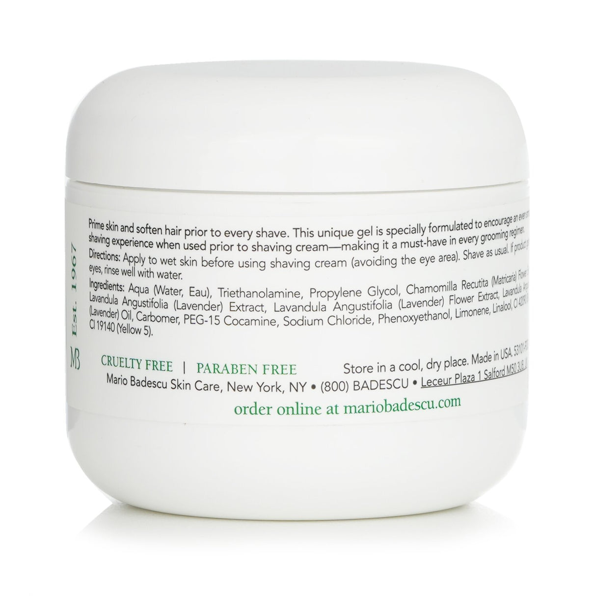 Pre-shave conditioner gel softens tough beards, reduces irritation, and calms skin for men and women during shaving.