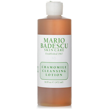 Mario Badescu Chamomile Cleansing Lotion in 472ml, designed for dry/sensitive skin, soothes with alcohol-free, calming formula.