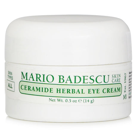 Mario Badescu Ceramide Herbal Eye Cream in 14ml, designed to hydrate and reduce signs of aging for all skin types.