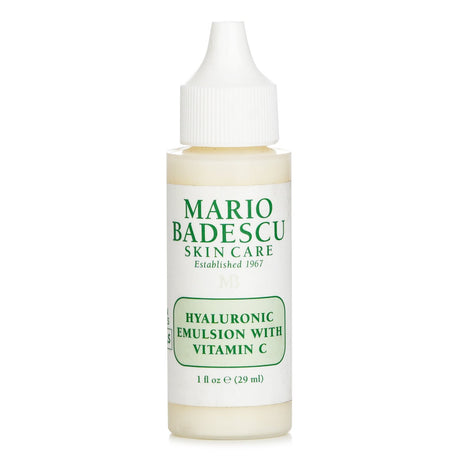 Nourishing hyaluronic emulsion with Vitamin C for hydrating and revitalizing combination, dry, and sensitive skin types.