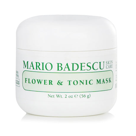 Mario Badescu Flower & Tonic Mask for oily and sensitive skin, featuring Kaolin clay and Balsam Peru for purification and soothing.