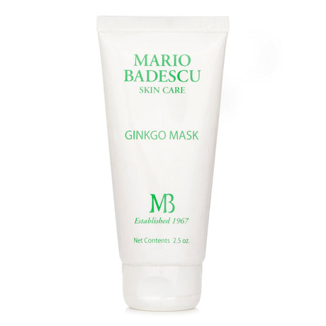 Mario Badescu Ginkgo Mask in 73ml, a hydrating gel mask for combination, dry, and sensitive skin, infused with Ginseng and Ginkgo.