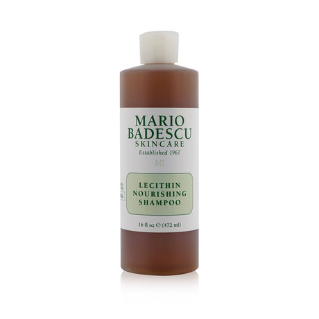 Mario Badescu Lecithin Nourishing Shampoo in a 472ml bottle, hydrating and repairing for all hair types with Jojoba Oil.