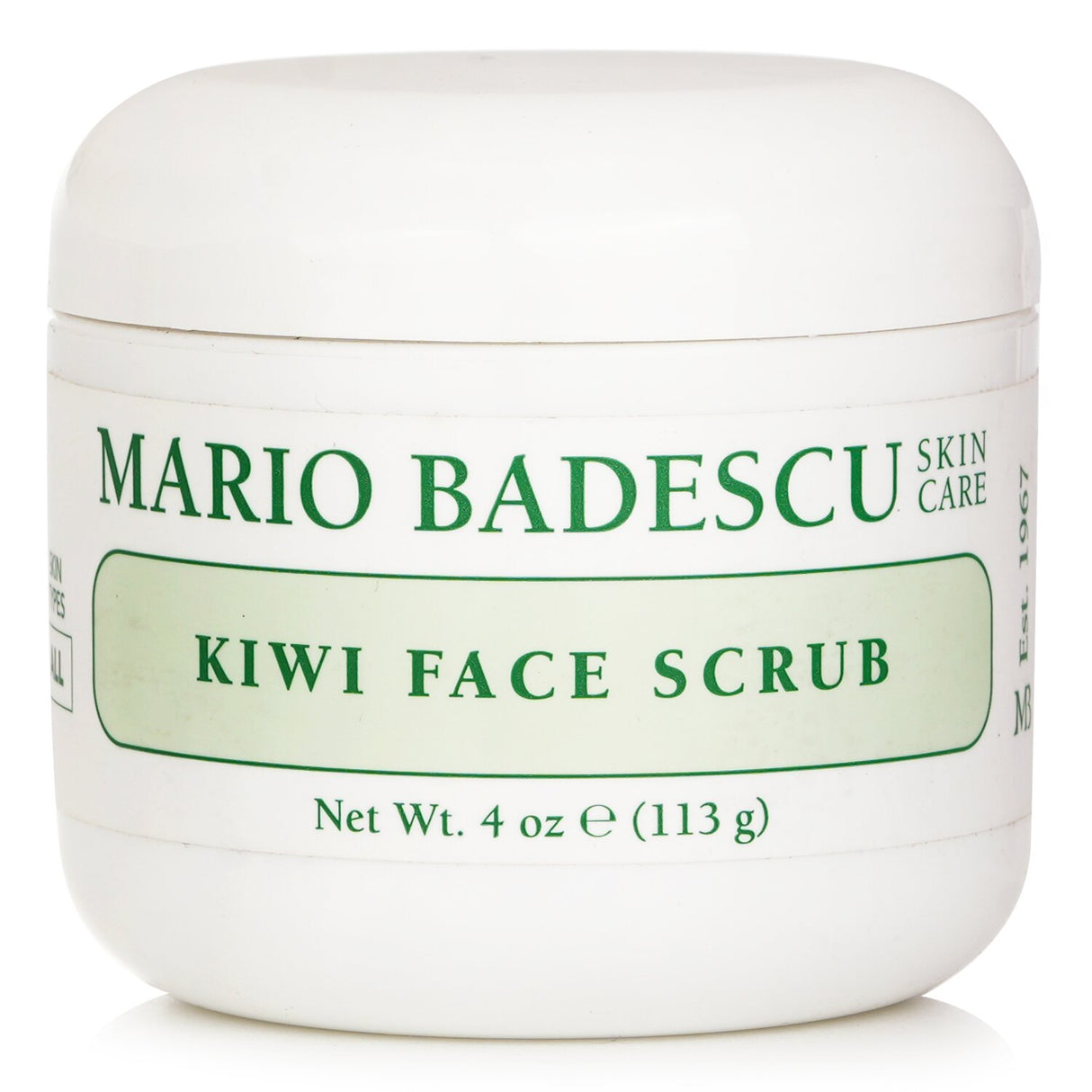 Mario Badescu Kiwi Face Scrub in a 118ml tube, featuring real Kiwi seeds for gentle exfoliation and improved skin texture.