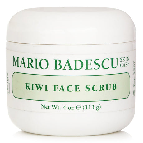 Mario Badescu Kiwi Face Scrub in a 118ml tube, featuring real Kiwi seeds for gentle exfoliation and improved skin texture.