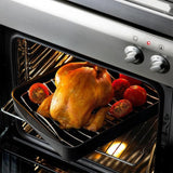 Scanpan Classic Roasting Pan 34x22cm with rack, featuring durable non-stick coating and versatile stovetop and oven use.