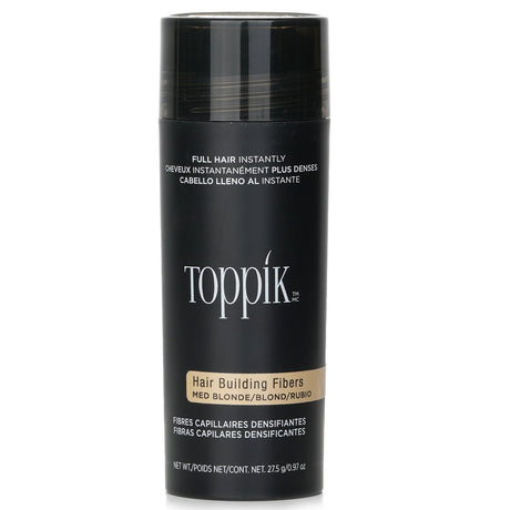 Toppik Medium Blonde Hair Building Fibers, 27.5g, for instant volume and thicker-looking hair, resistant to weather.