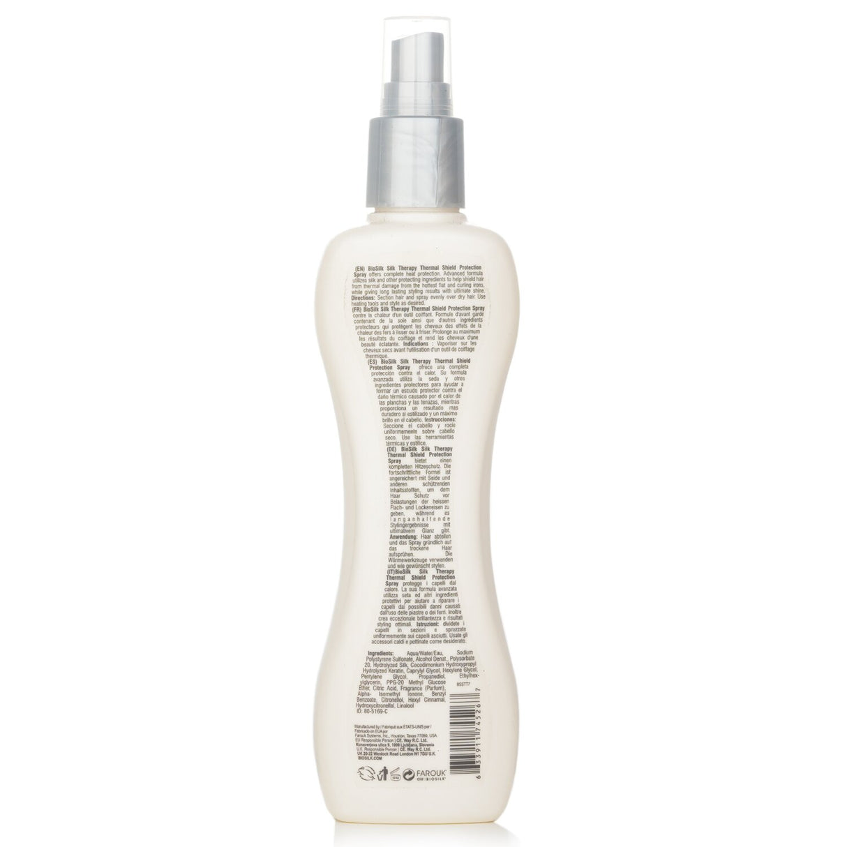 BioSilk Silk Therapy Thermal Shield 207ml: lightweight hair spray providing thermal protection against heat styling damage.