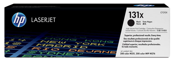 HP 131X Black High Yield Toner cartridge for LaserJet Pro, producing up to 2,400 pages of crisp, professional prints.