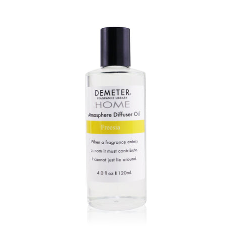 Demeter Freesia Atmosphere Diffuser Oil, 120ml, offers a soothing floral scent for 2-4 months, enhancing any room's ambiance.