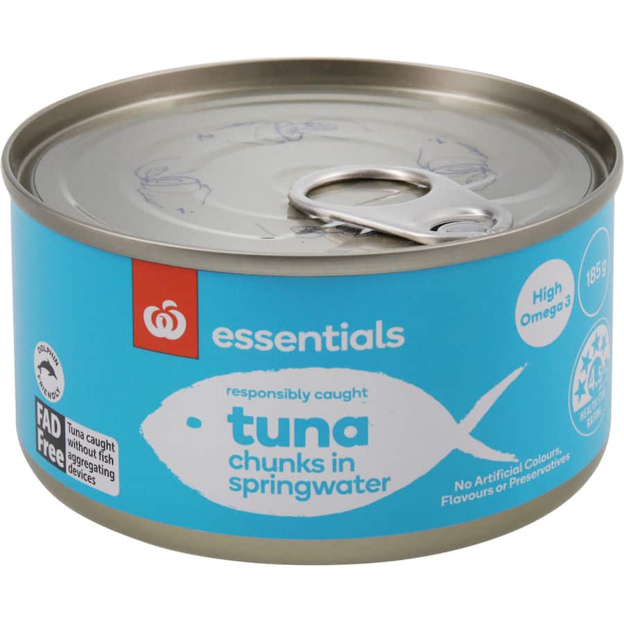 Essentials Tuna Chunks In Springwater Tear tab can 185g