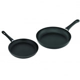 Scanpan Classic 2 Piece Frypan Set includes 20cm and 28cm non-stick pans made from recycled aluminum for eco-friendly cooking.