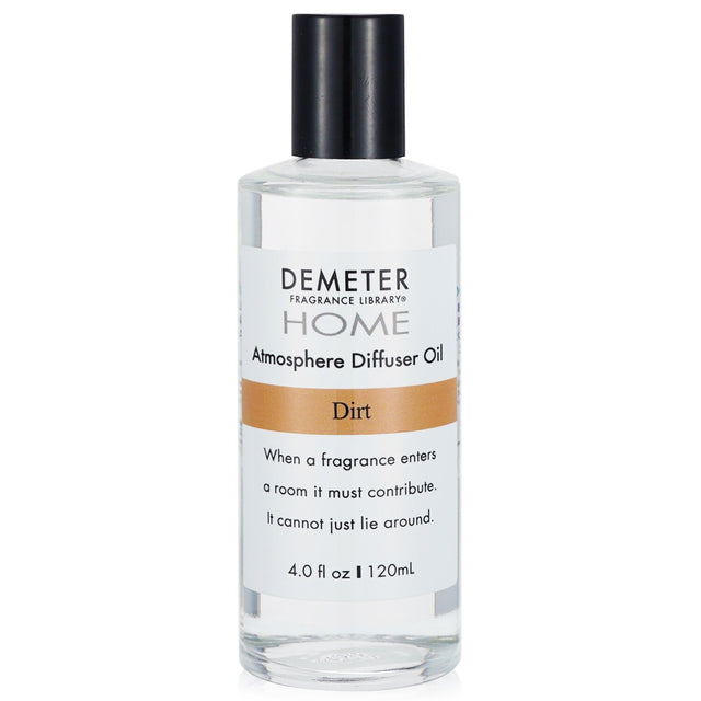 Demeter Atmosphere Diffuser Oil - Dirt: 120ml oil offering earthy scents for calming spaces, lasting 2-4 months.
