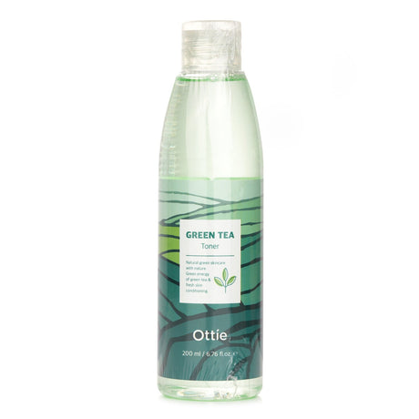 Ottie Green Tea Toner, a 200ml revitalizing skincare essential with green tea extract for balanced, hydrated skin.