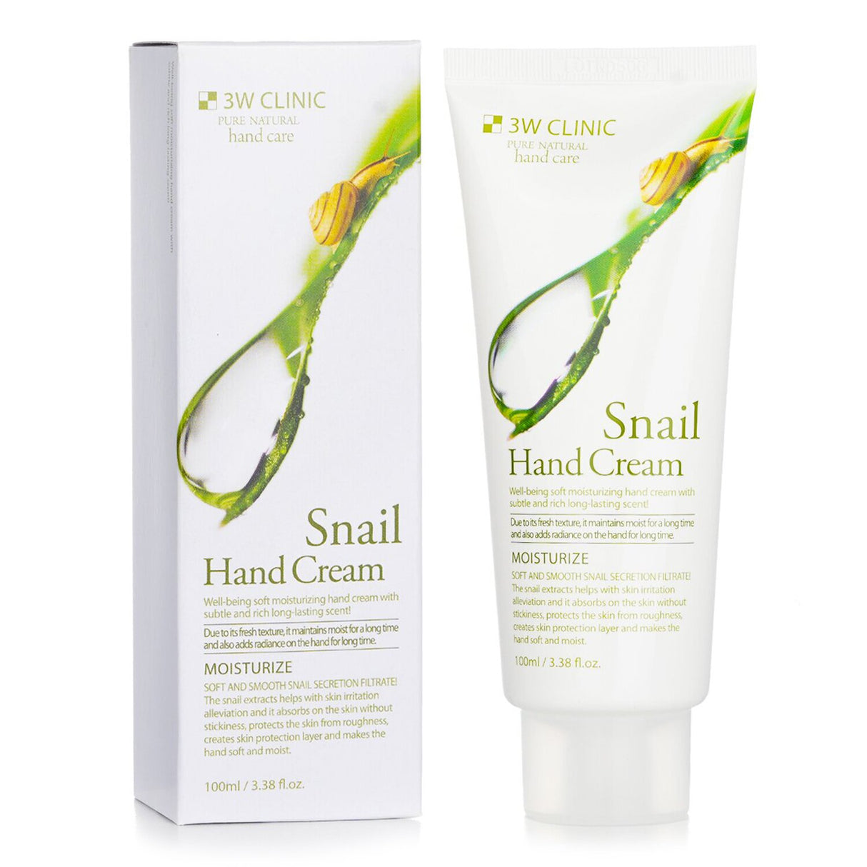 Hand cream with snail extract for rejuvenating and nourishing, absorbs quickly for softer, smoother hands.