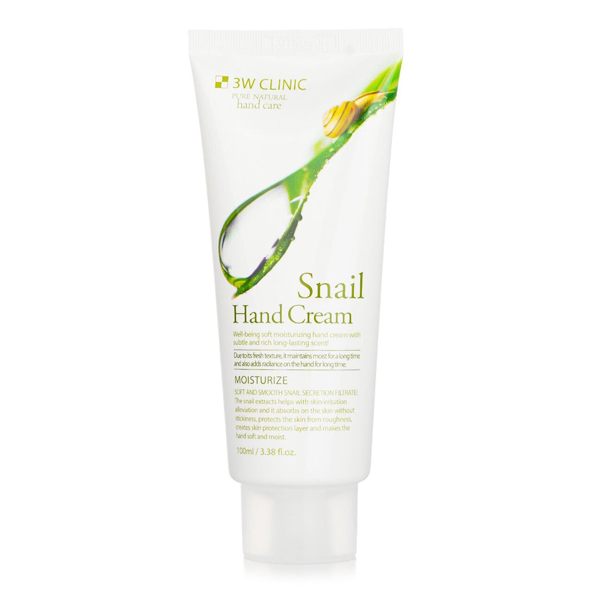 Luxurious 3W Clinic hand cream with snail extract, designed to nourish and soothe dry, irritated skin for smoother hands.