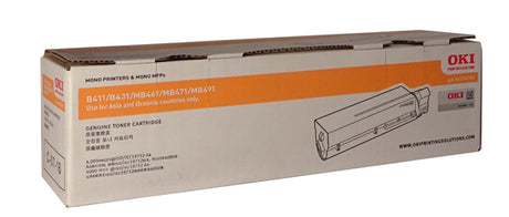 OKI 44574703 Black Toner cartridge for sharp prints, compatible with various OKI models, yields up to 4,000 pages.