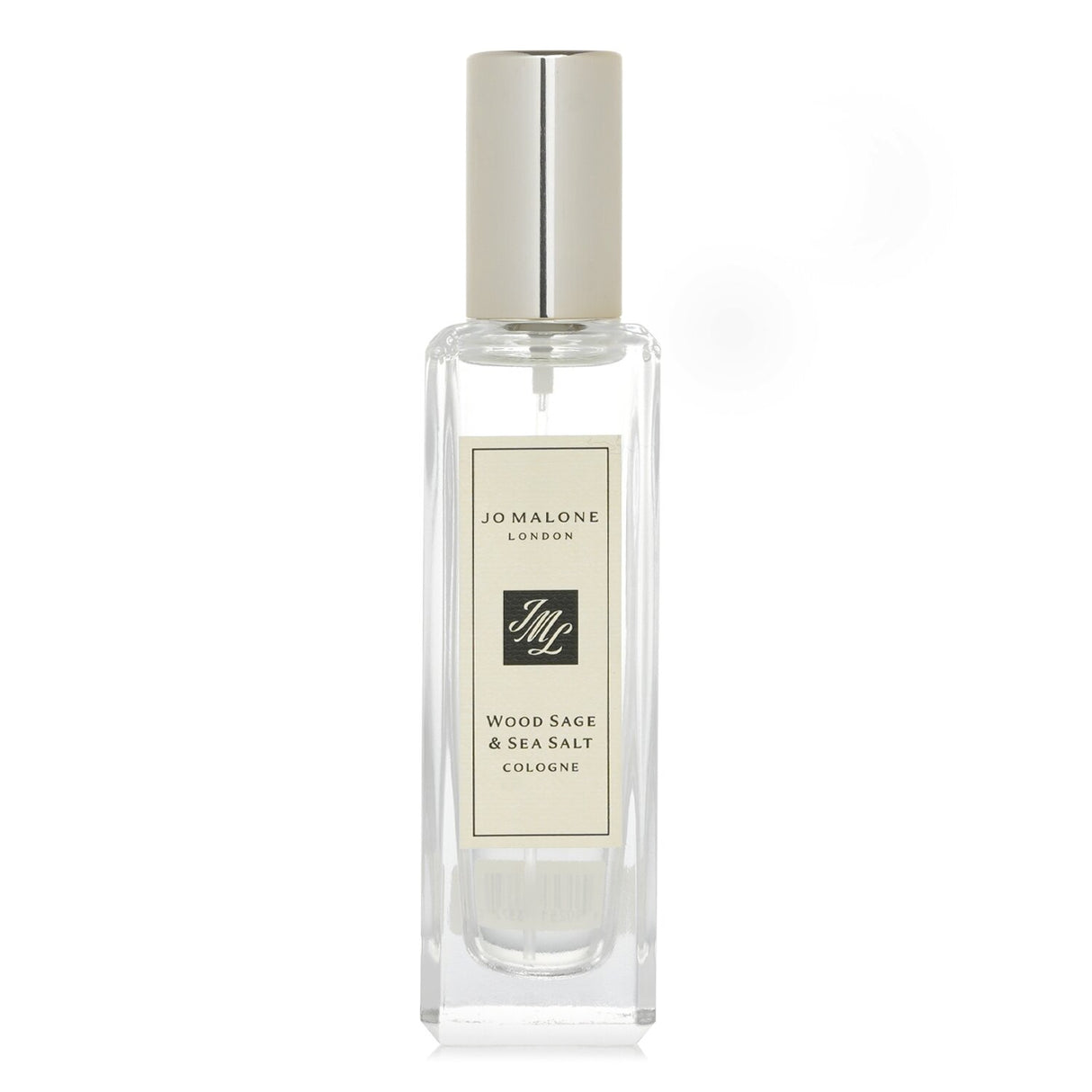 Jo Malone Wood Sage & Sea Salt Cologne Spray in a 30ml bottle, featuring earthy sage and crisp sea salt notes for a fresh, unisex scent.