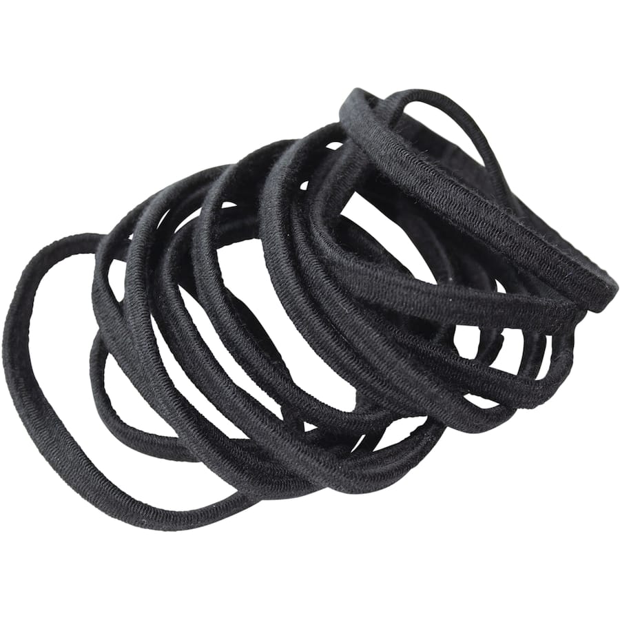 Over & Over Organic Bamboo Hair Ties Elastic Flat Black 12pack