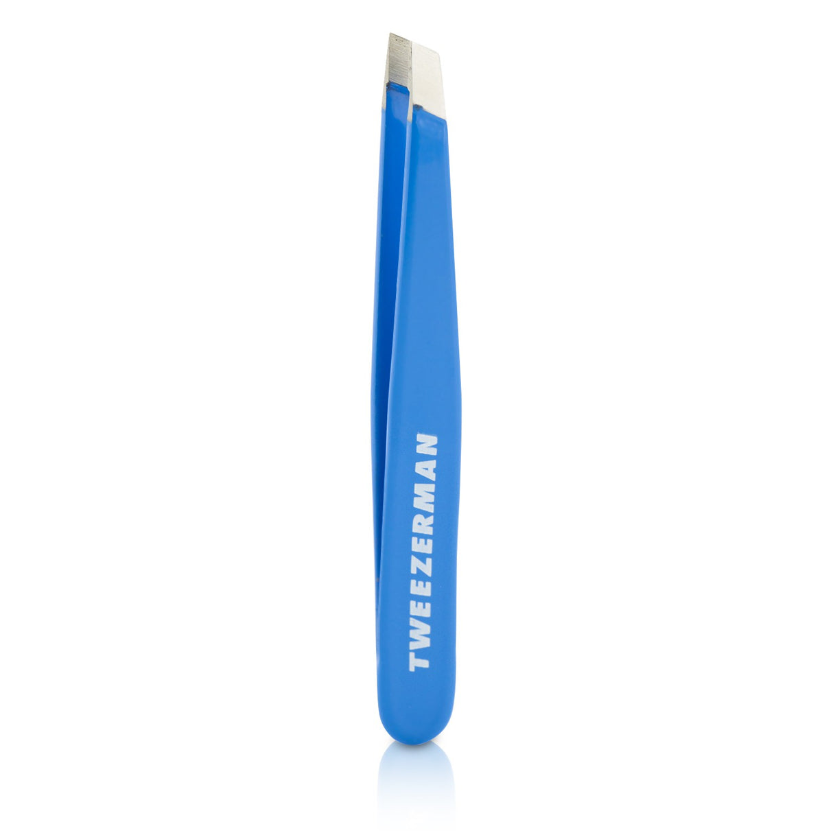 Bahama Blue Mini Slant Tweezer by Tweezerman, offering precision in a portable design for effortless grooming.