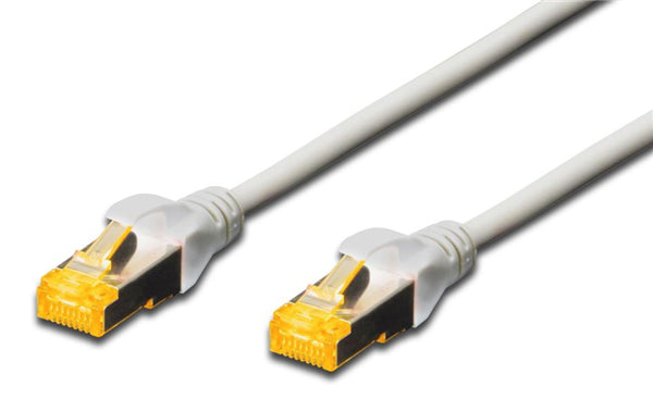 5M Digitus S-FTP CAT6A patch lead in grey, designed for high-speed, reliable data transmission with robust shielding and connectors.