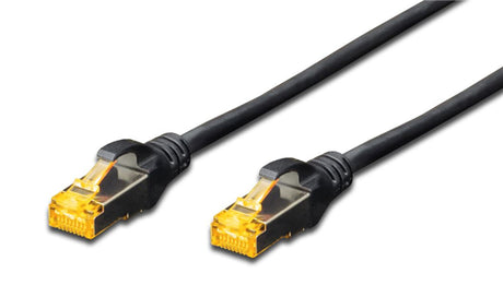 Digitus S-FTP CAT6A Patch Lead, 10M black, designed for high-speed data transfer with anti-kink and strain relief features.