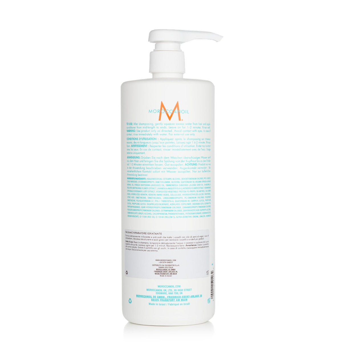 Moroccanoil Moisture Repair Conditioner in a 1000ml bottle, designed to hydrate and strengthen weakened, damaged hair.