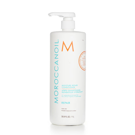 Moroccanoil Moisture Repair Conditioner in 1000ml, designed for weakened hair, with argan oil for hydration and strength.