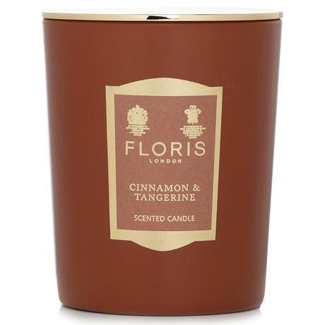 Floris Cinnamom & Tangerine scented candle, 175g, hand-poured with natural wax for a warm, citrusy ambiance.